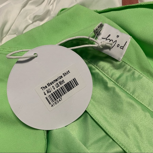 Princess Polly Satin Mint Button Down - Picture 2 of 4